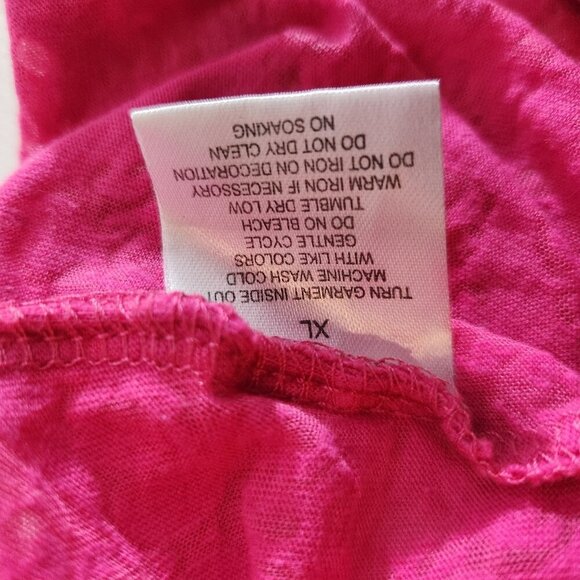 Southpole Shirt Womens XL Pink Lace Sheer Graphic Rhinestone Short Sleeve Top - Picture 10 of 16